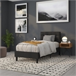 Pemberly Row Faux Leather Tufted Twin Panel Headboard in Black