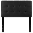 Pemberly Row Faux Leather Tufted Twin Panel Headboard in Black