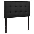 Pemberly Row Faux Leather Tufted Twin Panel Headboard in Black