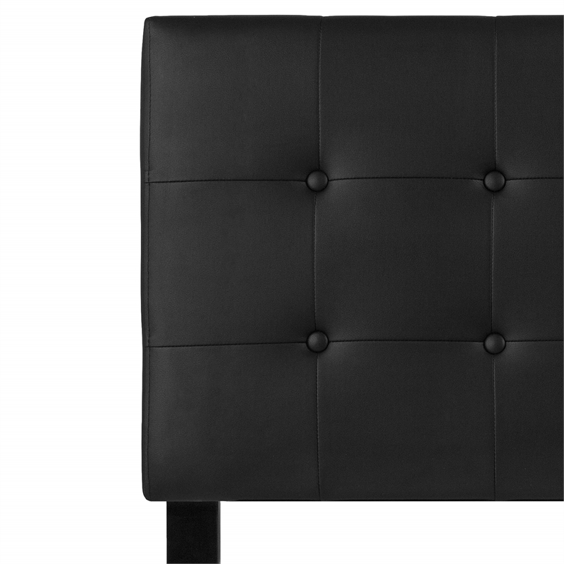 Pemberly Row Faux Leather Tufted Twin Panel Headboard in Black