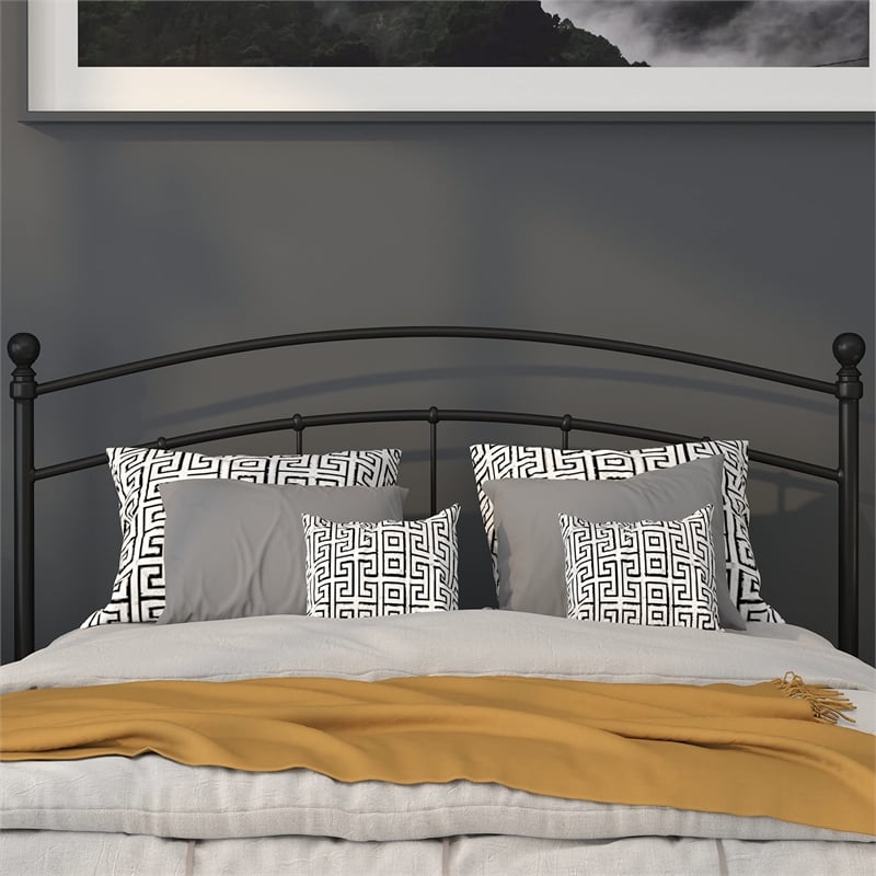Pemberly Row Contemporary Queen Metal Spindle Headboard in Black
