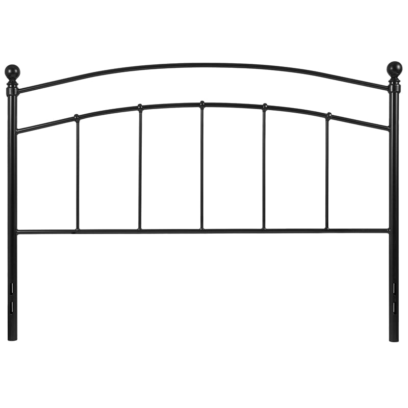 Pemberly Row Contemporary Queen Metal Spindle Headboard in Black