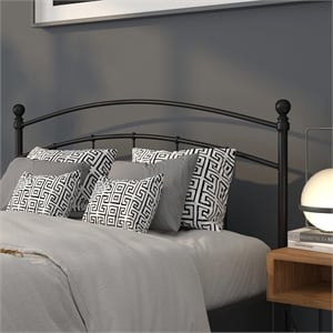 Pemberly Row Contemporary Queen Metal Spindle Headboard in Black