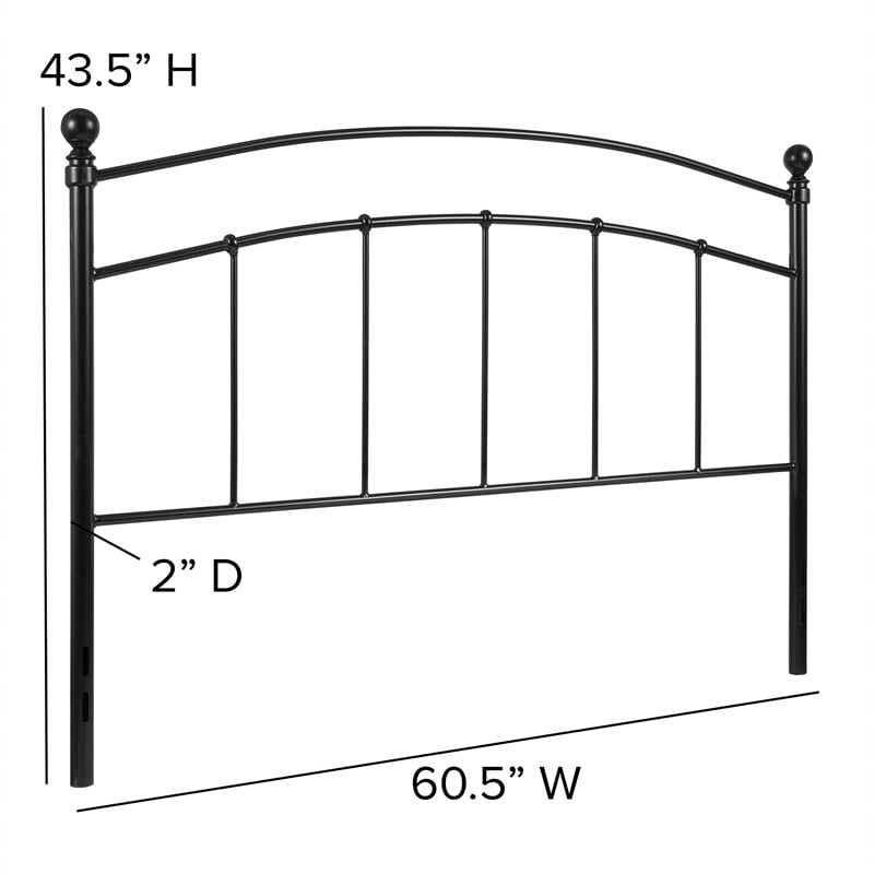 Pemberly Row Contemporary Queen Metal Spindle Headboard in Black