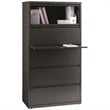 Pemberly Row 36-in Wide Metal 5 Drawer Lateral Filing Cabinet Charcoal