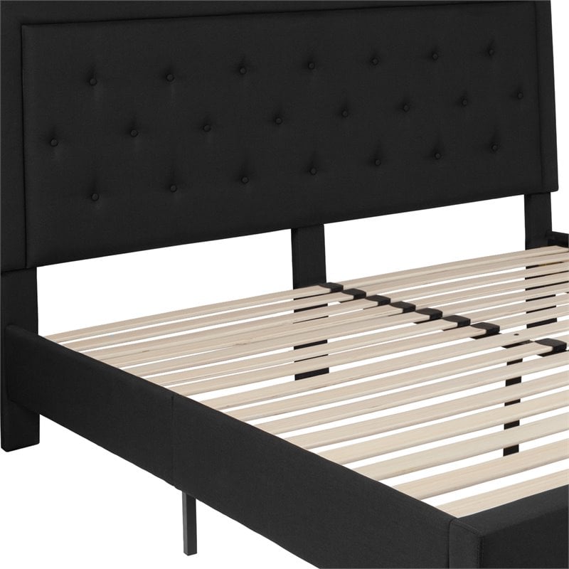 Pemberly Row Modern / Contemporary Tufted King Platform Bed in Black