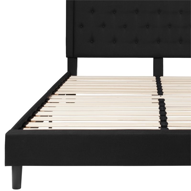 Pemberly Row Modern / Contemporary Tufted King Platform Bed in Black