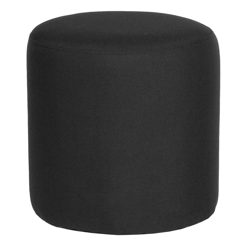 Pemberly Row Modern / Contemporary Round Pouf Ottoman in Black