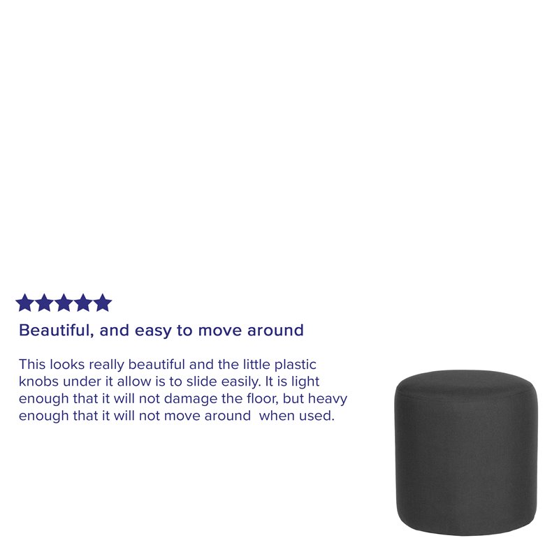 Pemberly Row Modern / Contemporary Round Pouf Ottoman in Black