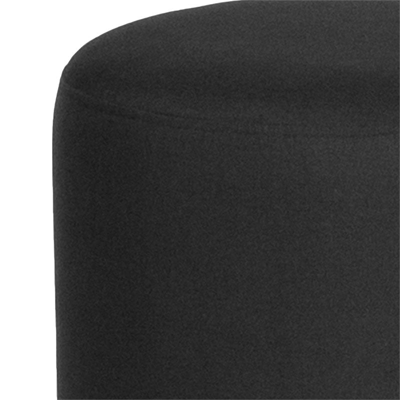 Pemberly Row Modern / Contemporary Round Pouf Ottoman in Black