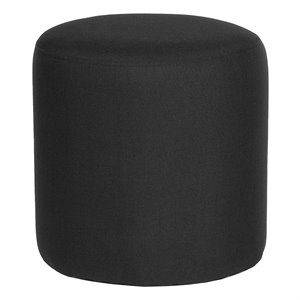 Pemberly Row Modern / Contemporary Round Pouf Ottoman in Black