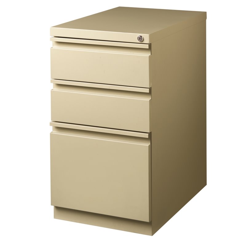 Pemberly RowD Mobile Pedestal 3-Drawer Filing Cabinet Box/Box/File in Beige