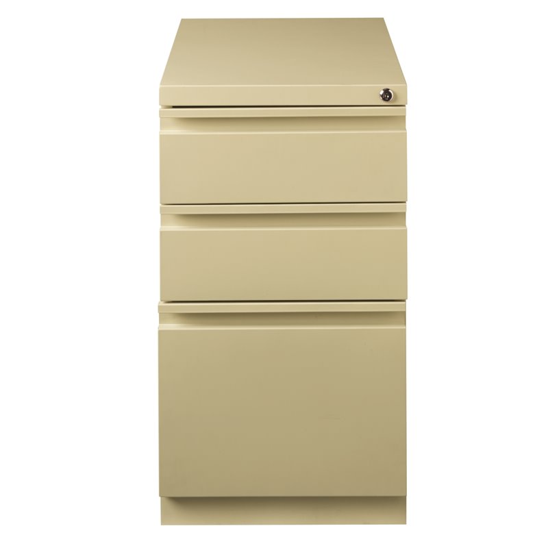 Pemberly RowD Mobile Pedestal 3-Drawer Filing Cabinet Box/Box/File in Beige
