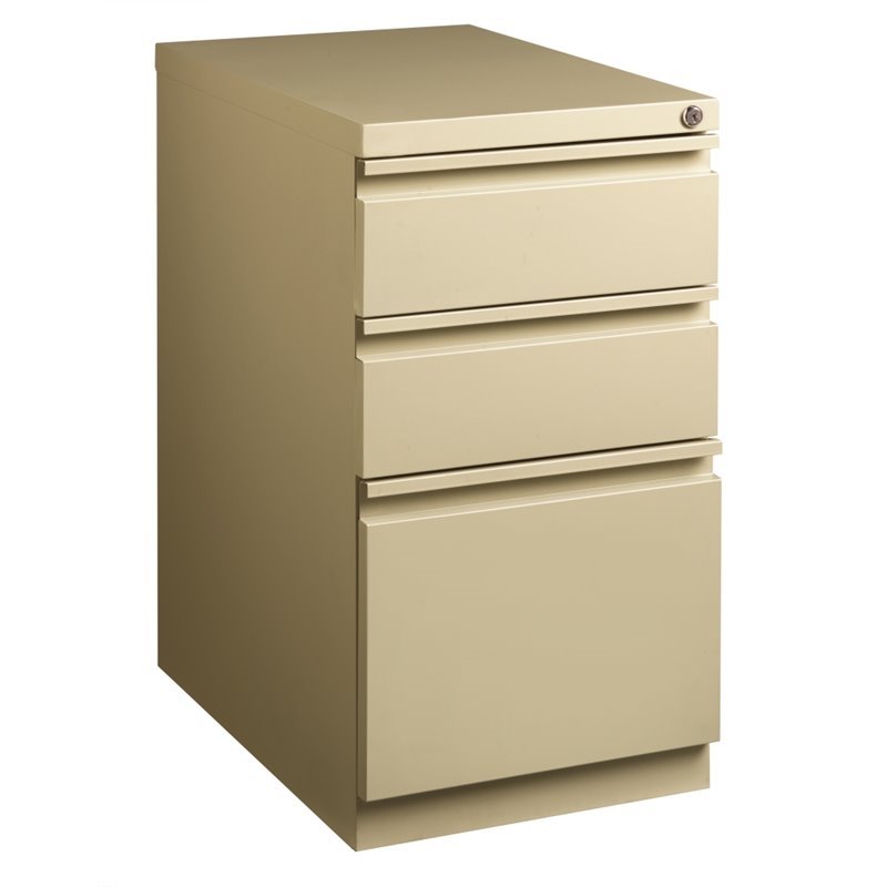 Pemberly RowD Mobile Pedestal 3-Drawer Filing Cabinet Box/Box/File in Beige
