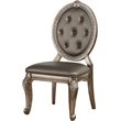 Pemberly Row Faux Leather Tufted Dining Side Chair in Silver Set of 2
