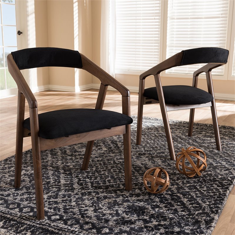 Pemberly Row Dining Side Chair in Black and Brown (Set of 2)