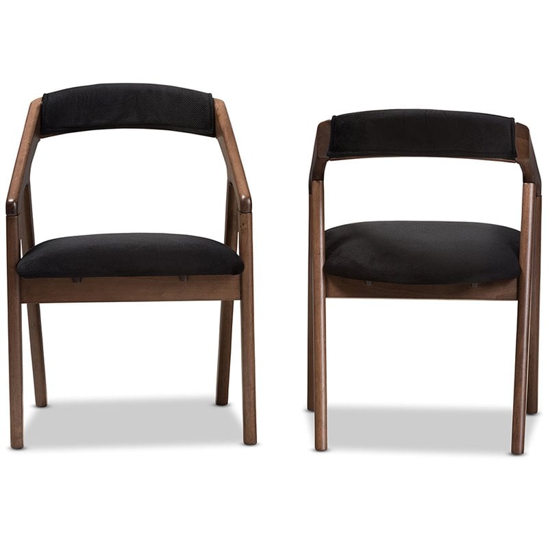 Pemberly Row Dining Side Chair in Black and Brown (Set of 2)