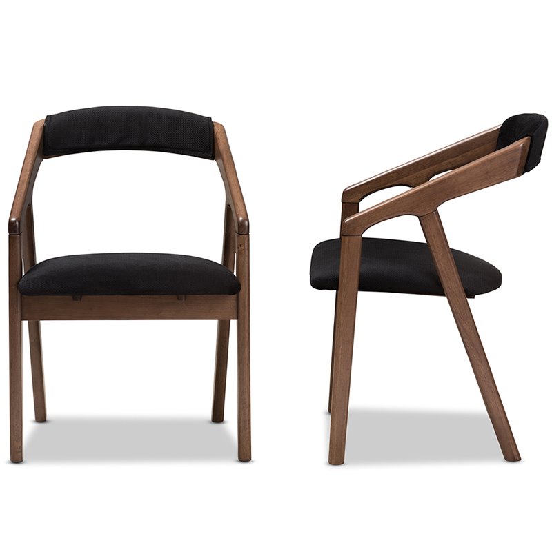 Pemberly Row Dining Side Chair in Black and Brown (Set of 2)