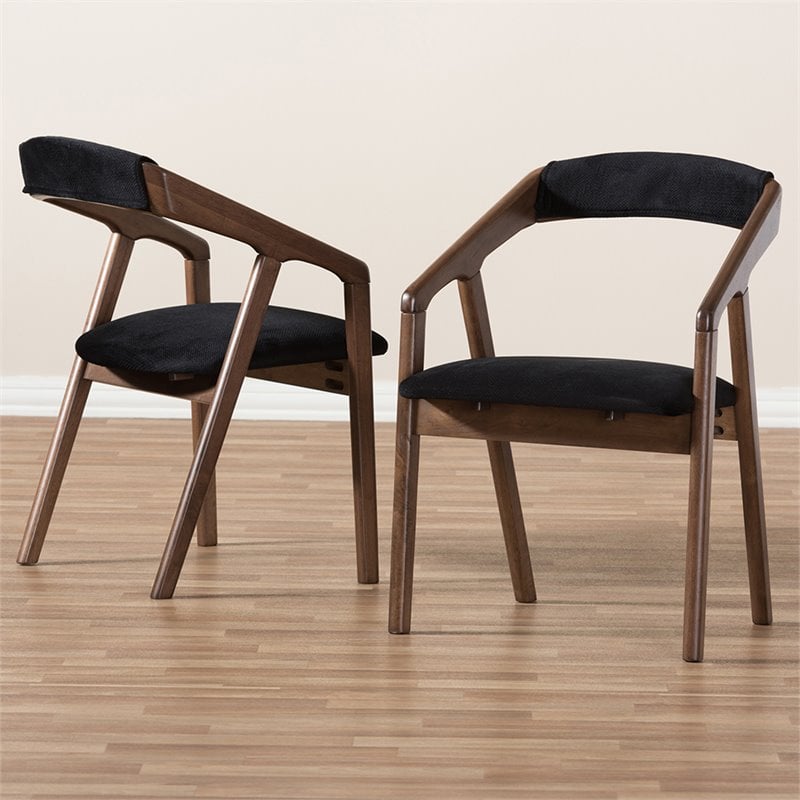 Pemberly Row Dining Side Chair in Black and Brown (Set of 2)