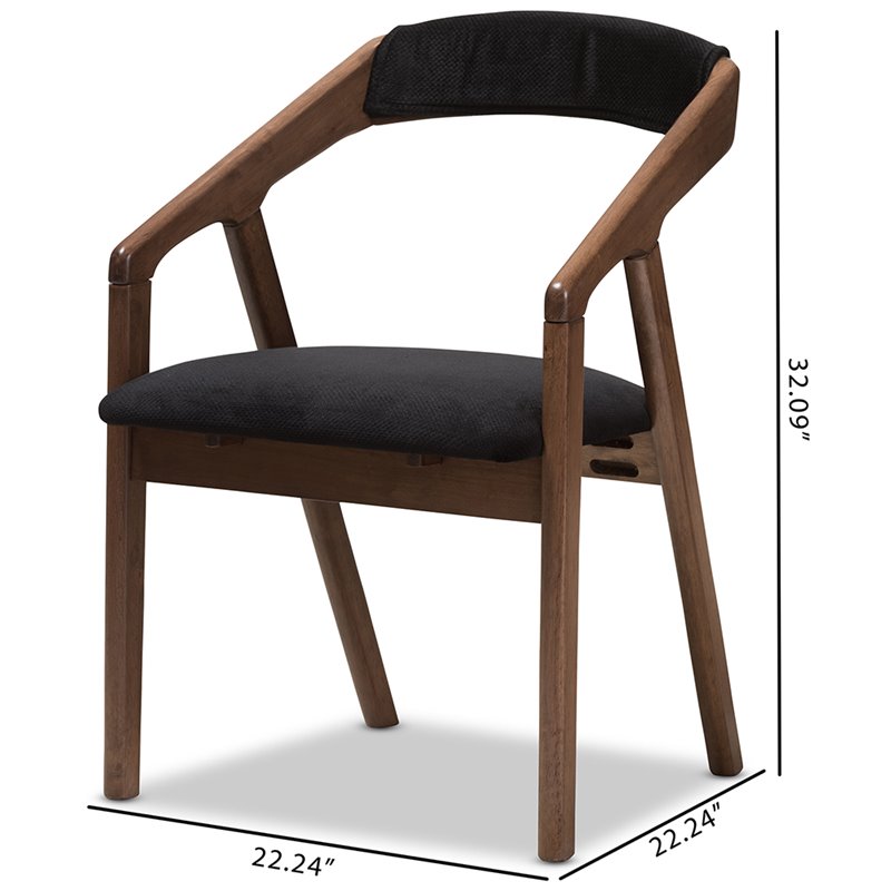 Pemberly Row Dining Side Chair in Black and Brown (Set of 2)