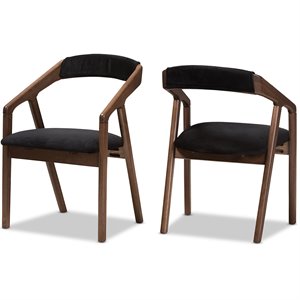 Pemberly Row Dining Side Chair in Black and Brown (Set of 2)