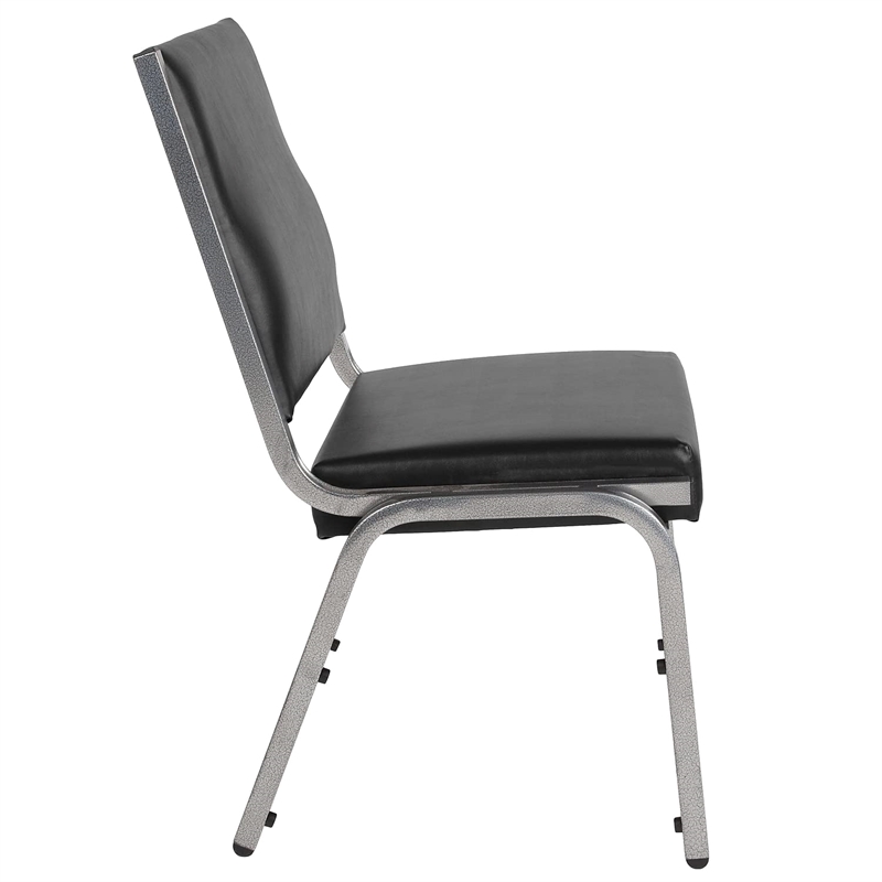 Pemberly Row Faux Leather Bariatric Chair in Black and Silver