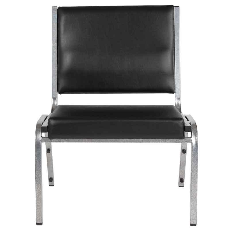 Pemberly Row Faux Leather Bariatric Chair in Black and Silver