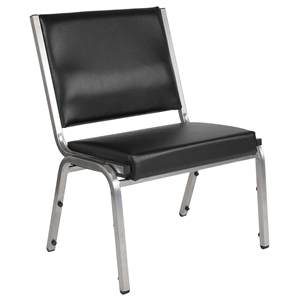 Pemberly Row Faux Leather Bariatric Chair in Black and Silver