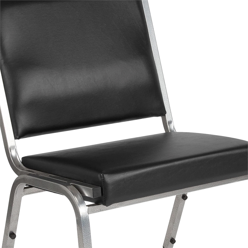 Pemberly Row Faux Leather Bariatric Chair in Black and Silver