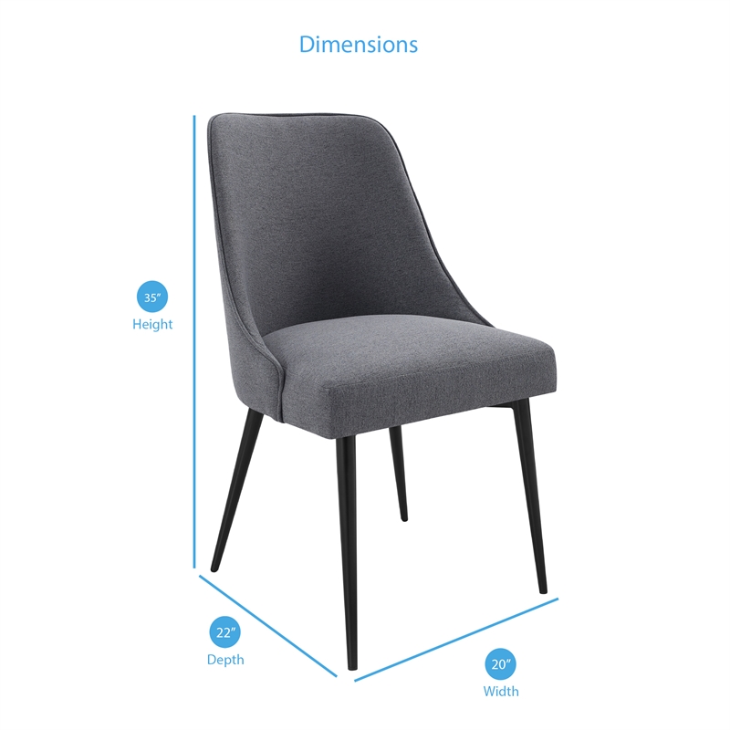 Pemberly Row Assembled Contemporary Side Dining Chair in Charcoal Fabric