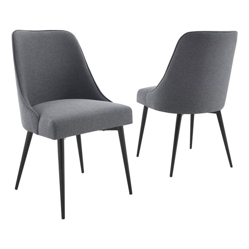 Pemberly Row Assembled Contemporary Side Dining Chair in Charcoal Fabric