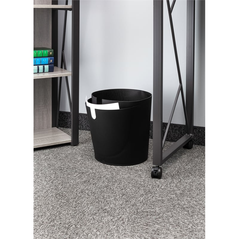 Pemberly Row Modern Deskside Recycling and Trash Can 9929BL Black