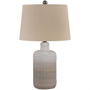 pemberly row contemporary ceramic table lamp in taupe (set of 2)