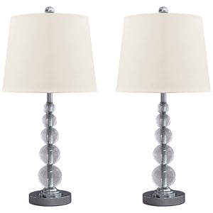 pemberly row contemporary crystal table lamp in silver (set of 2)