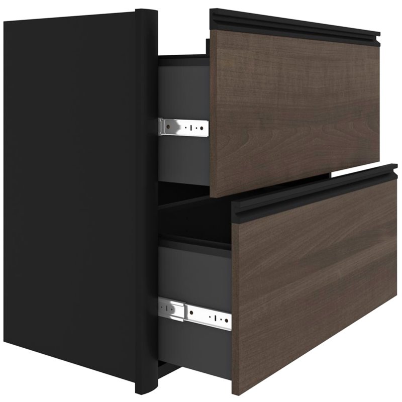 Pemberly Row 6 Piece U Shaped Computer Desk with Hutch in Antigua and Black