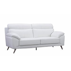 Pemberly Row Contemporary Transitional Leather Sofa in White