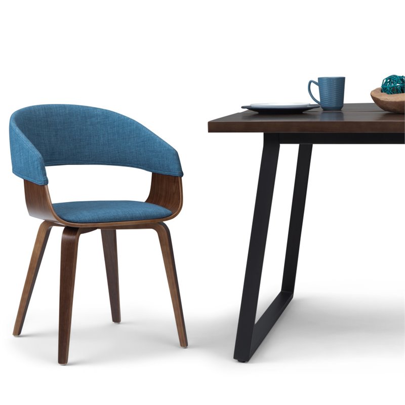 Pemberly Row Modern / Contemporary Solid Wood Dining Chair in Blue