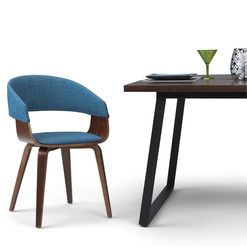 Pemberly Row Modern / Contemporary Solid Wood Dining Chair in Blue