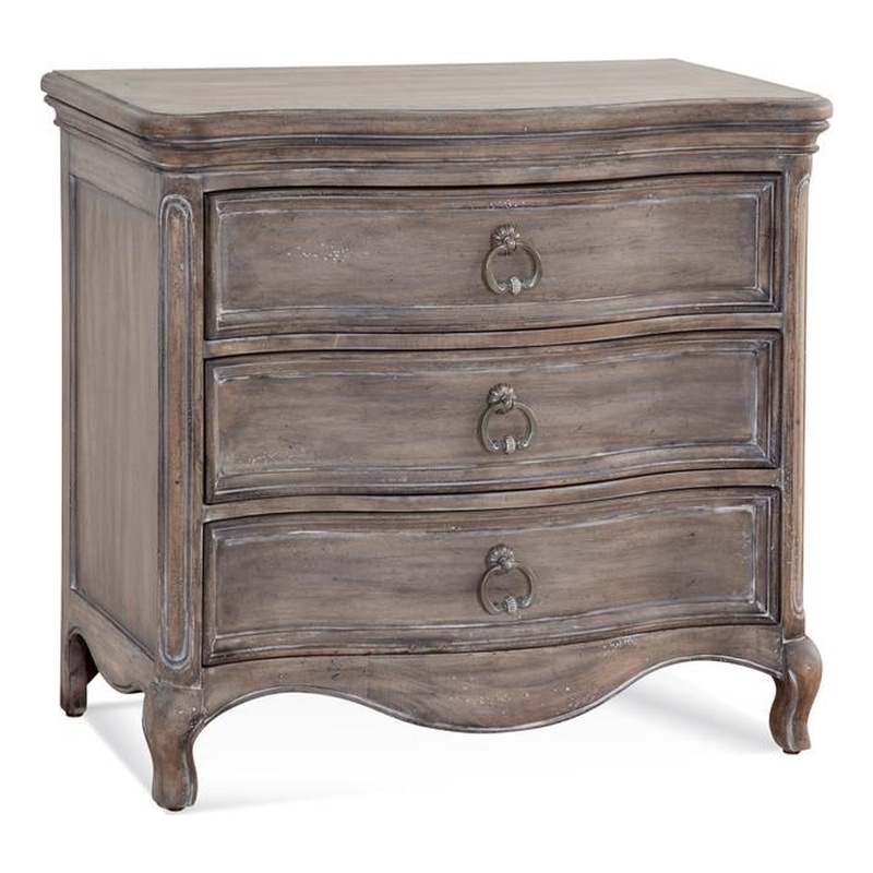 Pemberly Row Contemporary Antique Gray Wood 3-Drawer Nightstand