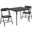 Pemberly Row 3 Piece Square Faux Leather Top Kids Folding Table Set in Black