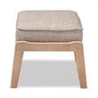 Pemberly Row Light Gray Upholstered Antique Oak Wood Ottoman