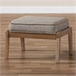 Pemberly Row Light Gray Upholstered Antique Oak Wood Ottoman