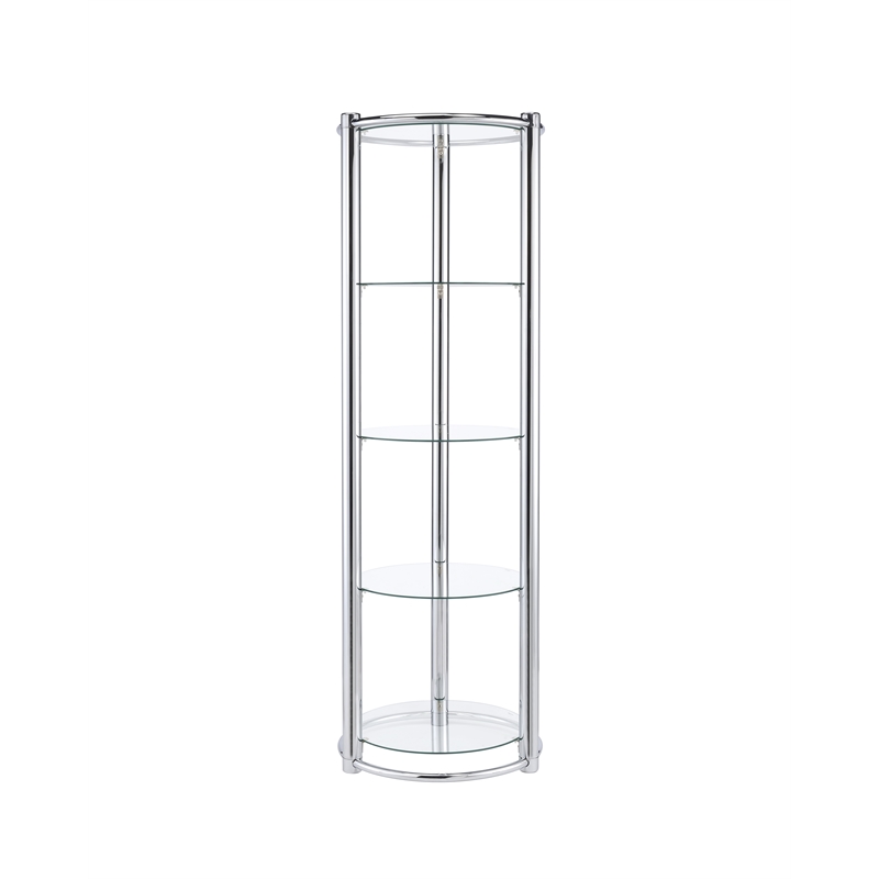 Pemberly Row Modern / Contemporary Glass Display Shelf in Chrome