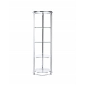 Pemberly Row Modern / Contemporary Glass Display Shelf in Chrome