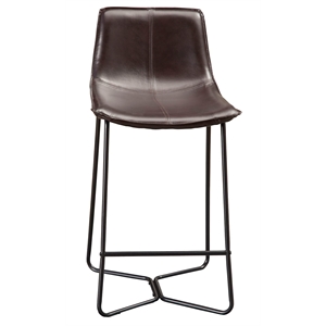 Pemberly Row Set of 2 Dining Metal Leg Pub Chairs in Dark Brown