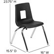 Pemberly Row Contemporary 14In. Student Stack Chair In Black