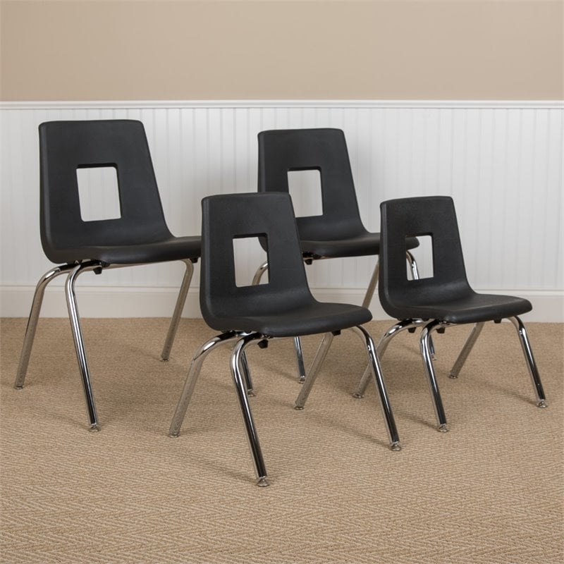 Pemberly Row Contemporary 16In. Student Stack Chair In Black