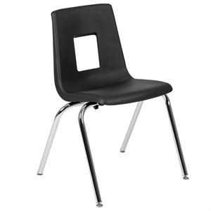 Pemberly Row Contemporary 18In. Student Stack Chair In Black