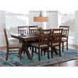 Pemberly Row 7 Piece Wood Dining Set X Frame Padded Seats in Rustic Umber Finish