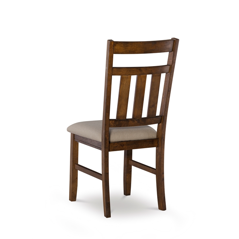Pemberly Row 7 Piece Wood Dining Set X Frame Padded Seats in Rustic Umber Finish